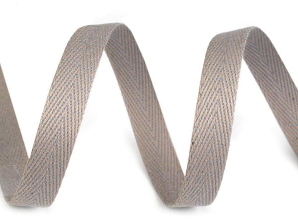 Köperband 10 mm Breit, Meterware Graubraun